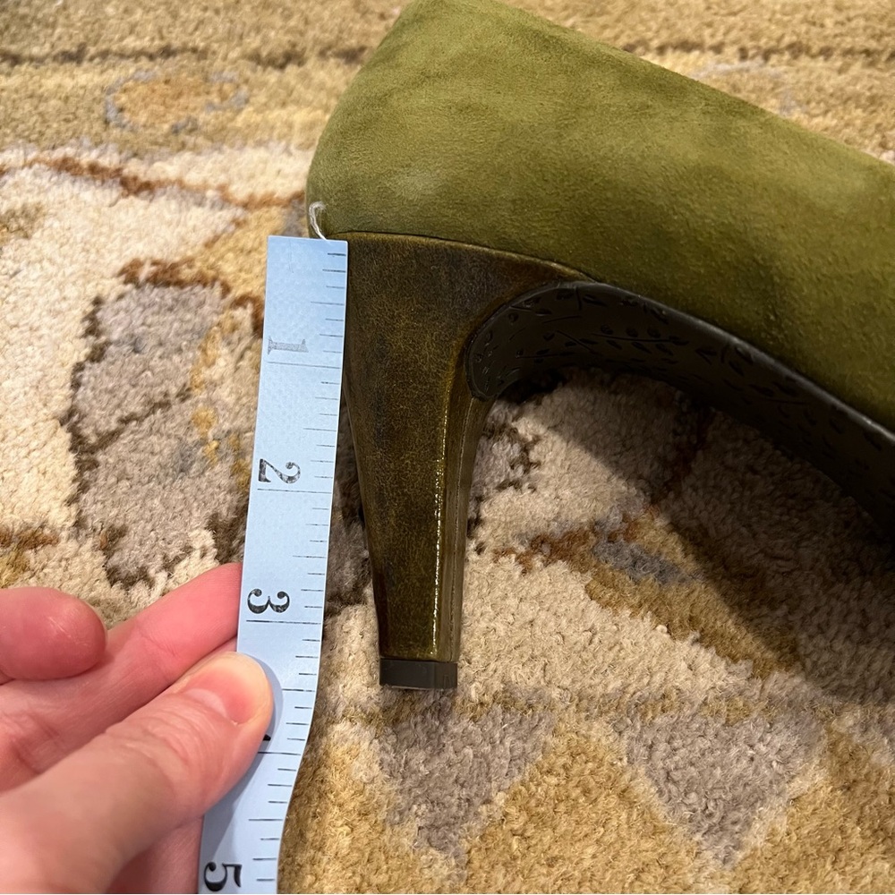 Anthropologie Miss Albright Nature Double Bow Green Heels - Picture 6 of 8